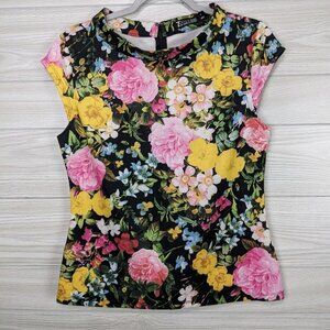 Cap Sleeve Floral Cady Top